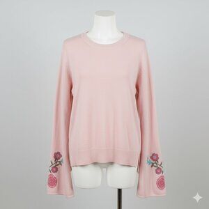 Vintage Faded Glory Blush Pink Women's Sweatshirt with Floral Embroidery
